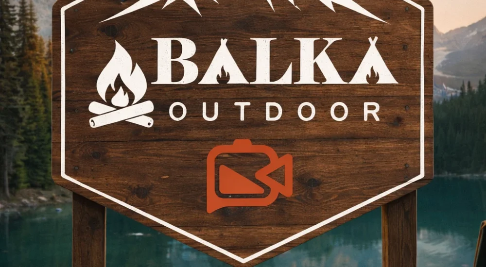 Dağ manzarasında BALKA OUTDOOR tabelası_pilmedya