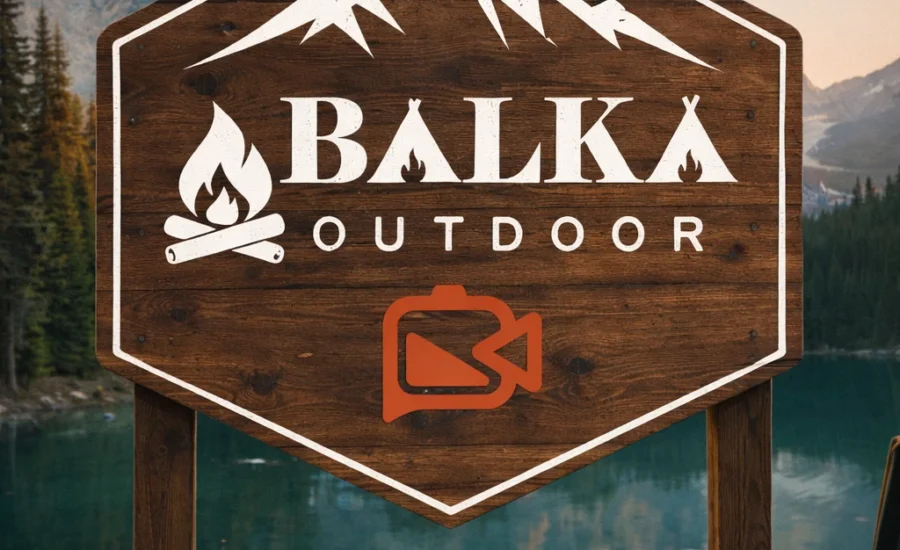 Dağ manzarasında BALKA OUTDOOR tabelası_pilmedya