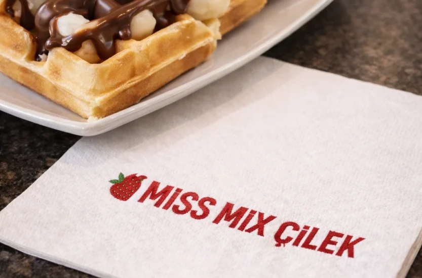 Lezzetli waffle tabağı ve napkin_pilmedya