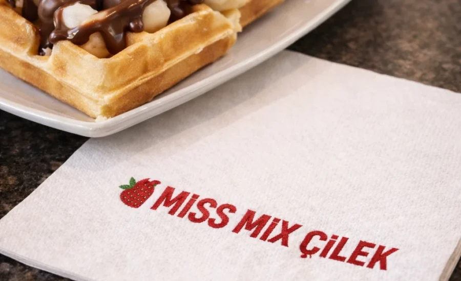 Lezzetli waffle tabağı ve napkin_pilmedya